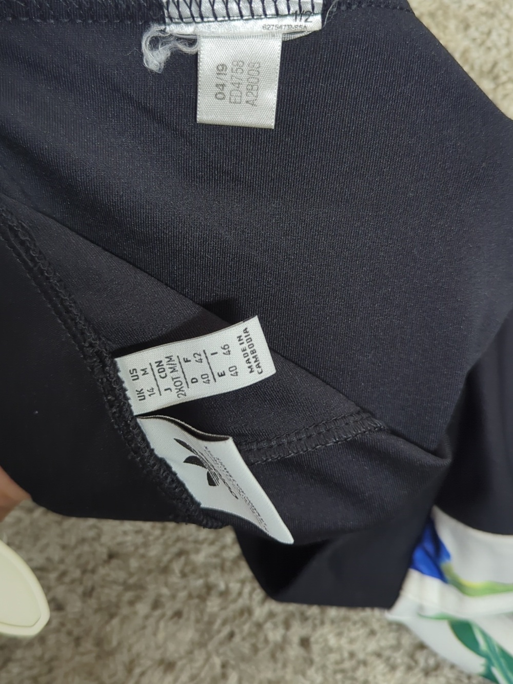 Adidas Black Track Pants with Floral-Stripe Side Panels - Picture 8 of 10